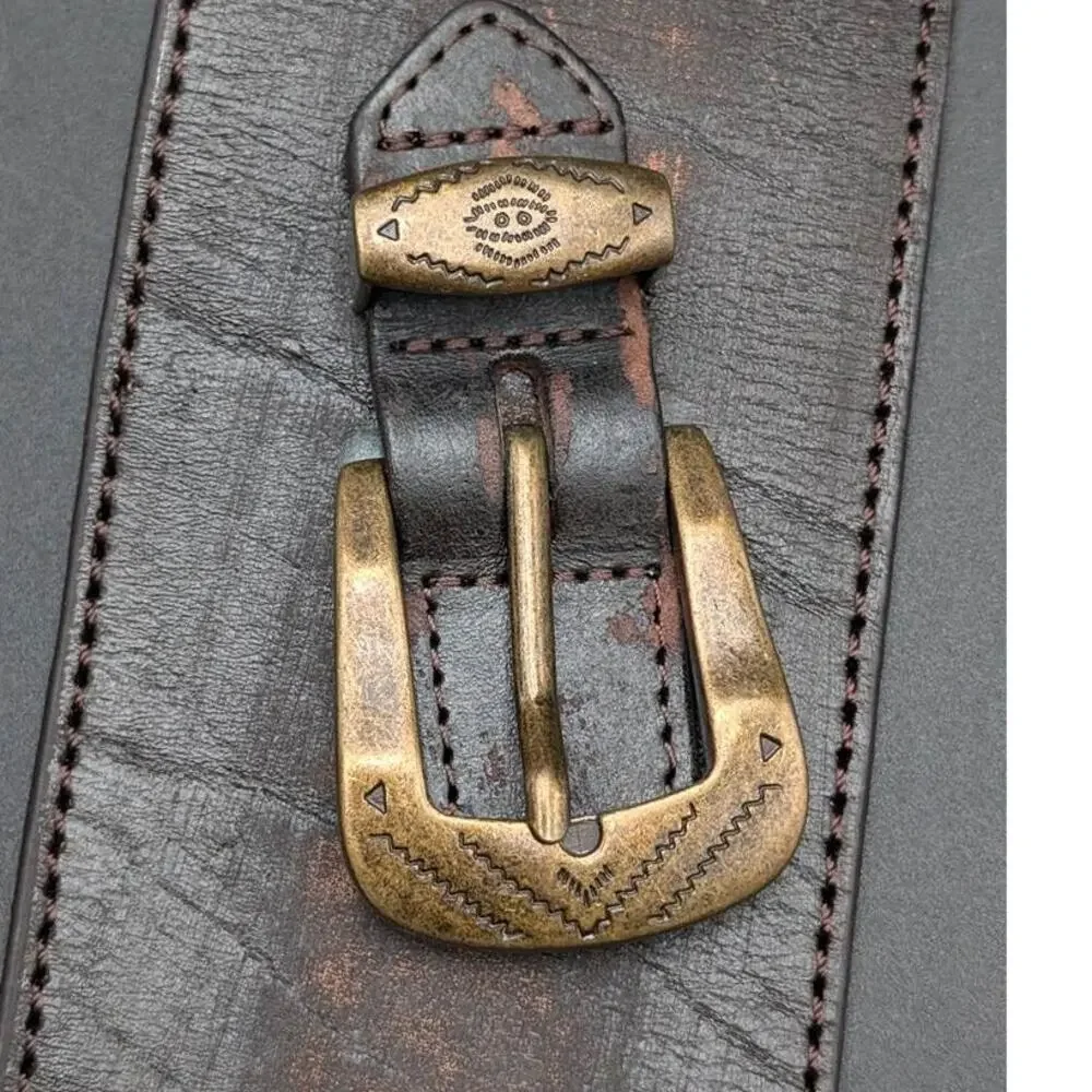Wide Stetson Belt Womens L Brown Distressed Full Grain Leather Western Rodeo
